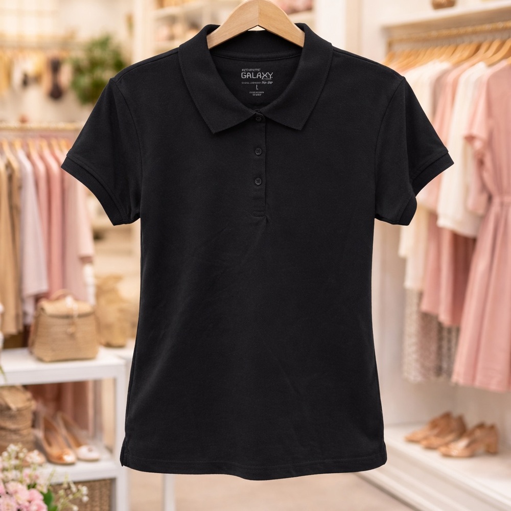 Junior Black Button Down Polo NWT